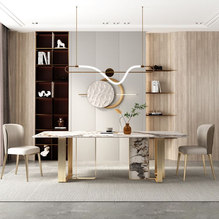 Luxury Sintered Stone Top Dining Set Rectangle 1/3/4/5/6 Pieces Dining Room Table Set