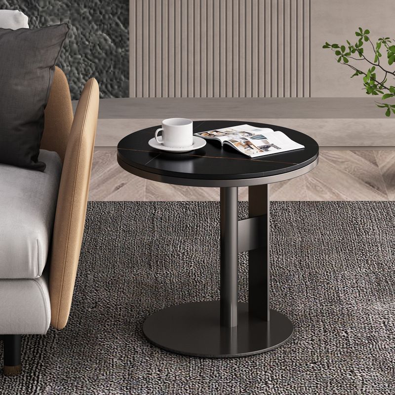 Modern Style Cocktail Table White/black/grey Slate Top Black Metal Base Coffee Table