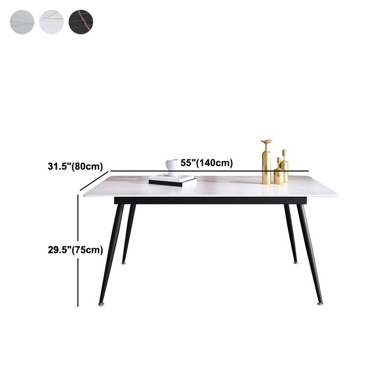 Industrial Rectangle Stone Table Standard Height Kitchen Table with 4 Legs