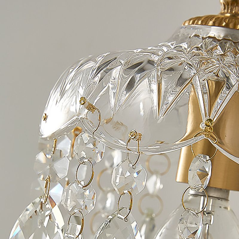 1-Light Wall Lamp Crystal Wall Mount Lamp with Glass Shade for Living Room