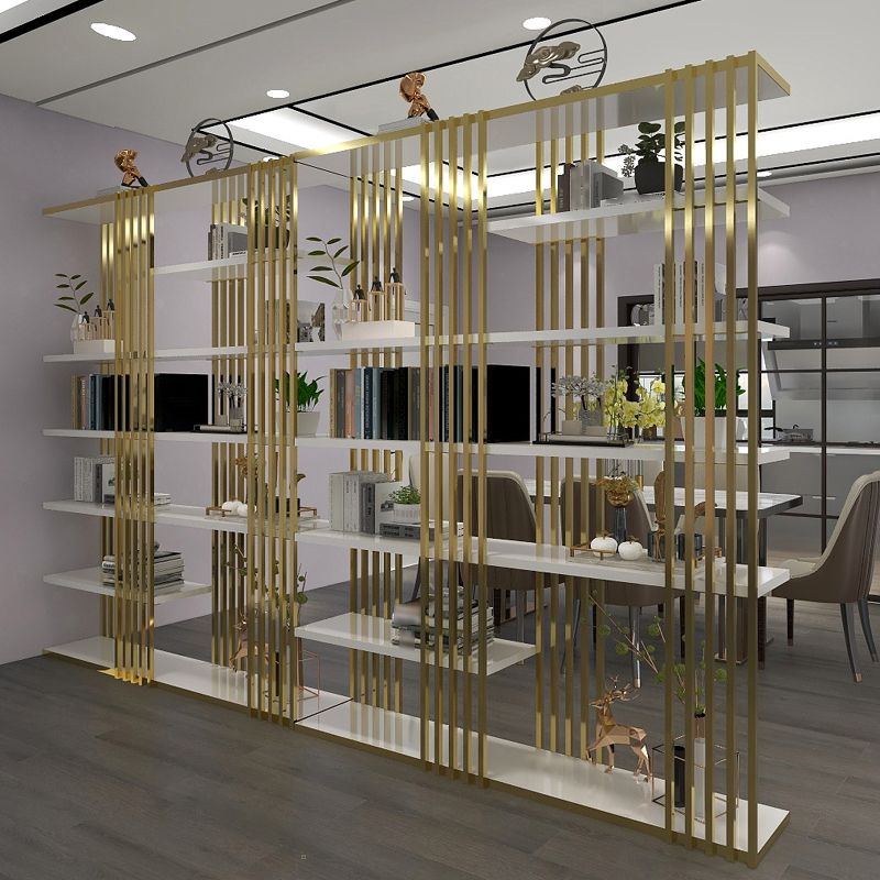 82.67 "H Bookshelf Gold Style Open Back Bookcase para la sala de estudio del Ministerio del Interior