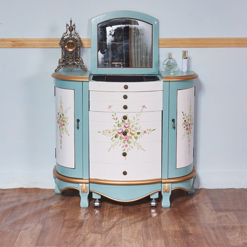 Victorian Style 31.8" Height 2 Drawers Vanity Set with Stool and Mirror