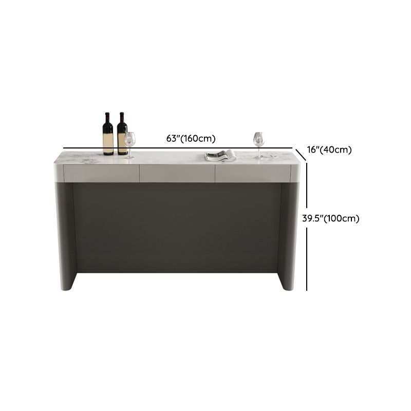 Modern Style Bistro Bar Table Rectangle Stone Top Bar Table for Living Room