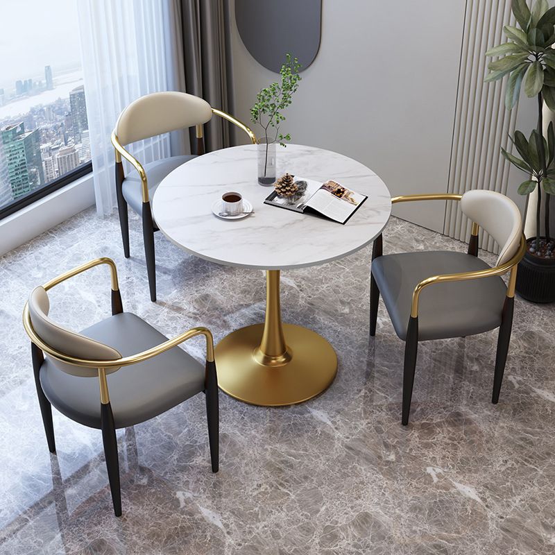 Traditional Luxury Dining Table Stone Dining Table with Metal Base