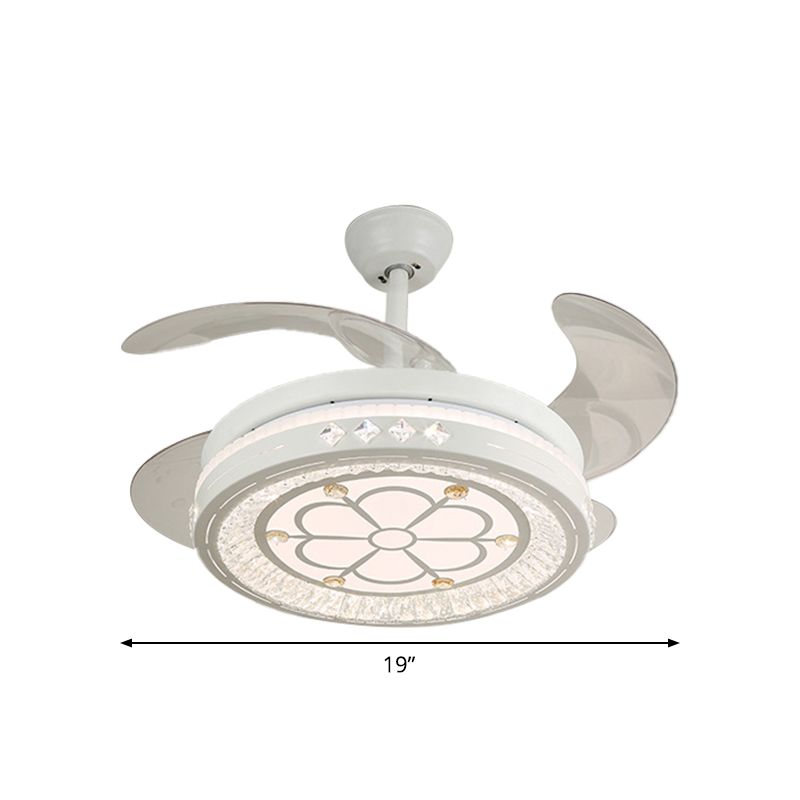 Simpulla Light a fiiling semifulò da 19 "Luce a filo rotondo a sospensione con tonalità acrilica, 4 lame