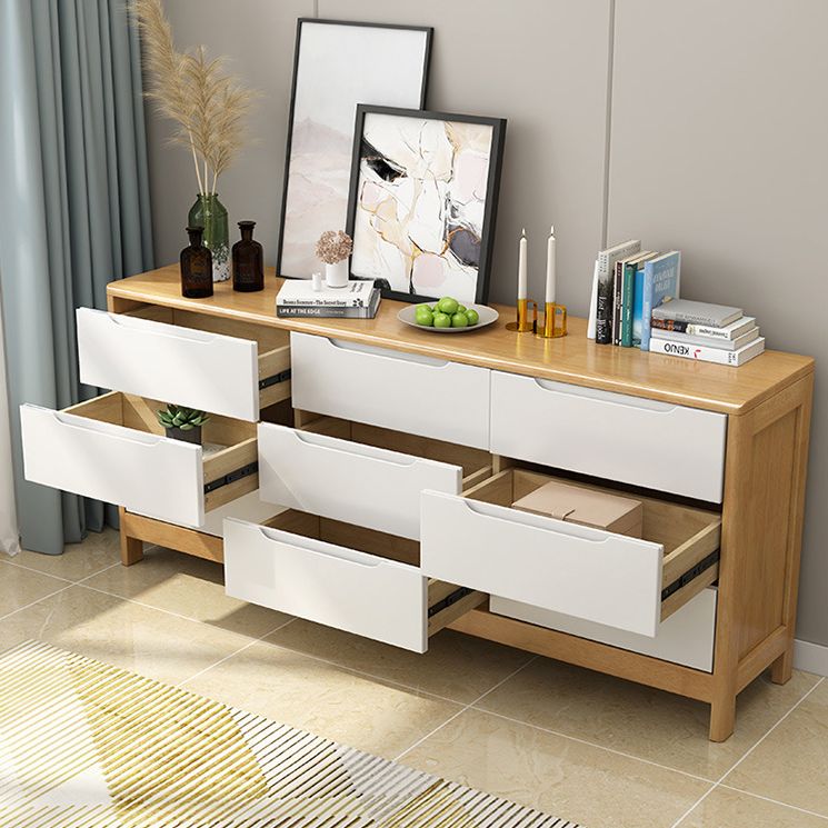 Ultra-Modern Rubberwood Double Dresser Horizontal Storage Chest Dresser for Bedroom