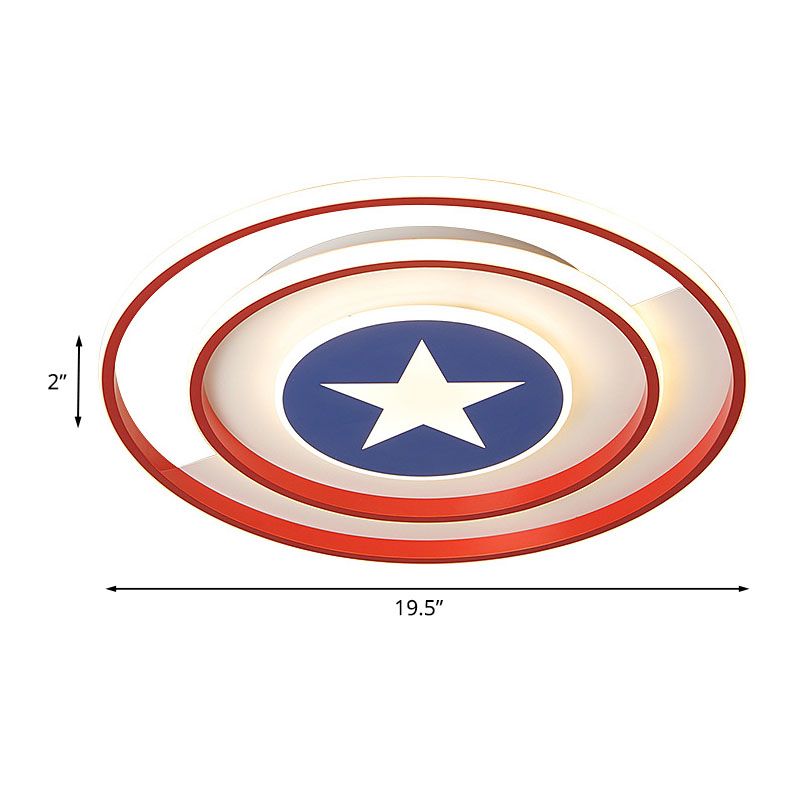 16"/19.5" W LED Boys Bedroom Flushmount Kids Red and Blue Ceiling Flush Mount Light with Circular Acrylic Shade