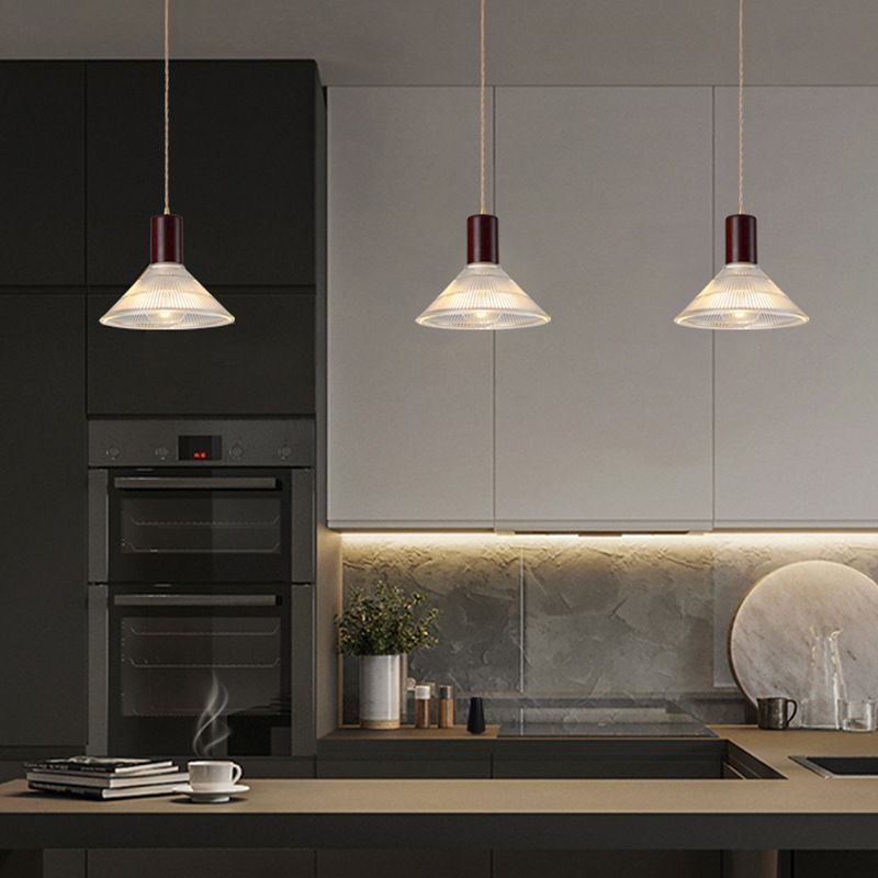 Lampada sospesa in vetro a costine lampada a sospensione a bulbo singolo per camera da letto