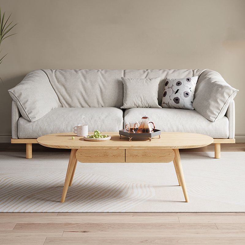 Living Room Cotton Couch Pillow Top Arm Sofa with Solid Wood Legs