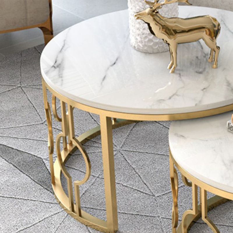 Slate White Coffee Table Frame 2 Piece Nesting Tables for Living Room