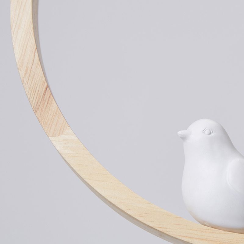 Modern Wood Wall Sconce Circle Shape Wall Light with Glass Shade for Living Room