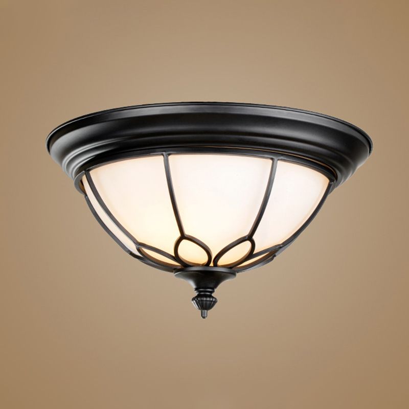 American Ceiling Light 1 Head Frosted Glass Lampshade Painted Ceiling Tray Bedroom Ceiling Lamp