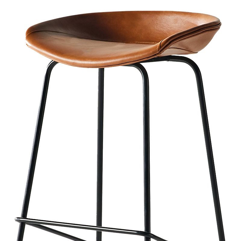 Industrial Indoor Bar Stool Upholstered Bar Stool with Metal Base