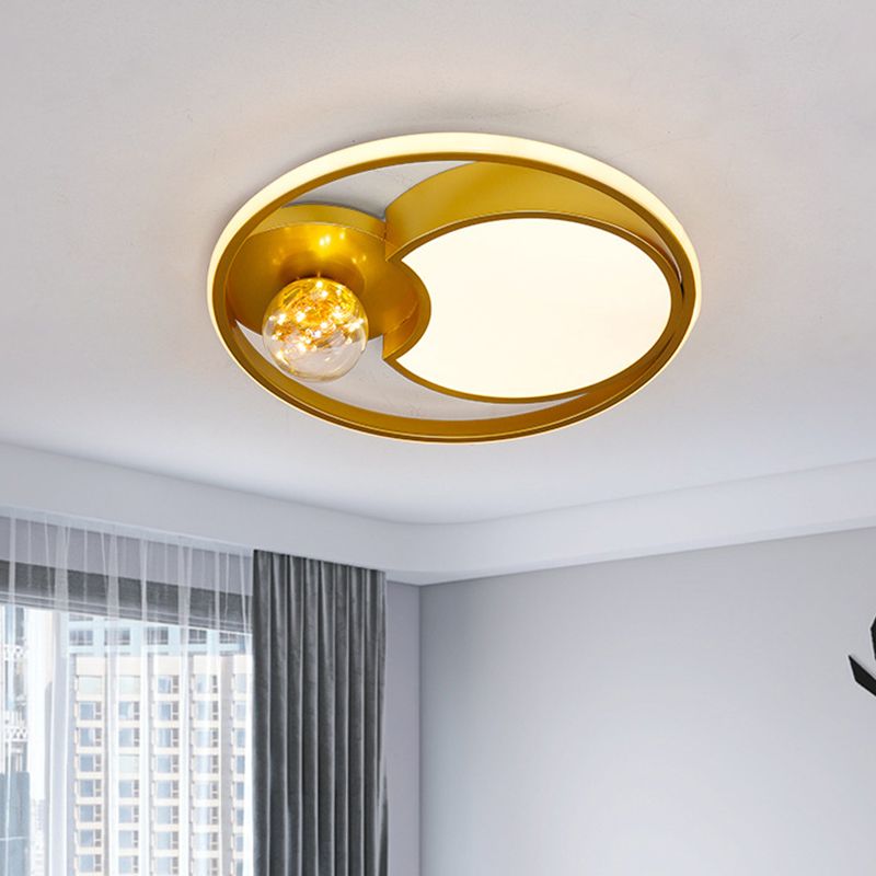 Metal Circle Ceiling Lighting Nordic Style LED Gold Close to Ceiling Lamp