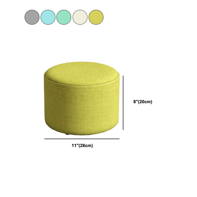 Contemporary Footstool Ottoman Fabric Upholstered Solid Color Round Ottoman