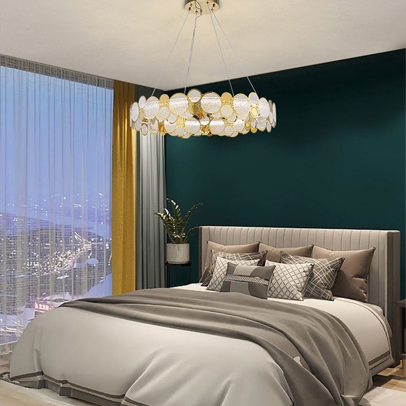 Postmodern Simplicity Circular Chandelier Light Fixtures Glass Hanging Pendant Lights for Restaurant