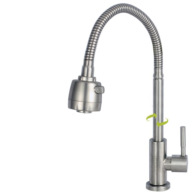 Stainless Steel Kitchen Faucet Single Handle Gooseneck Faucet