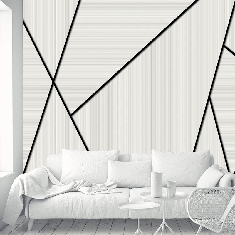 Beige Geometrical Wall Paper Murals Moisture Resistant Minimalism Bedroom Wall Art