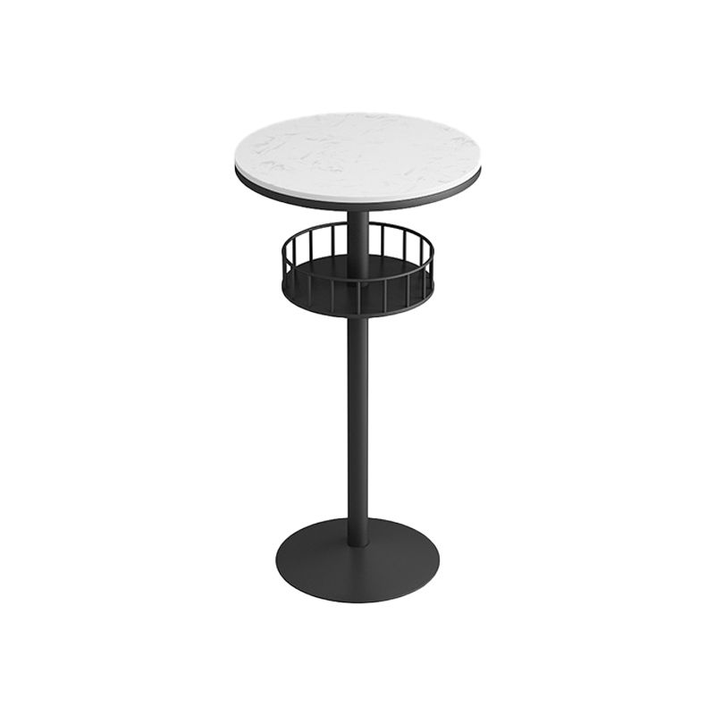 Contemporary Marble Pedestal Pub Bar Table Balcony Event and Cocktail Table with Storage