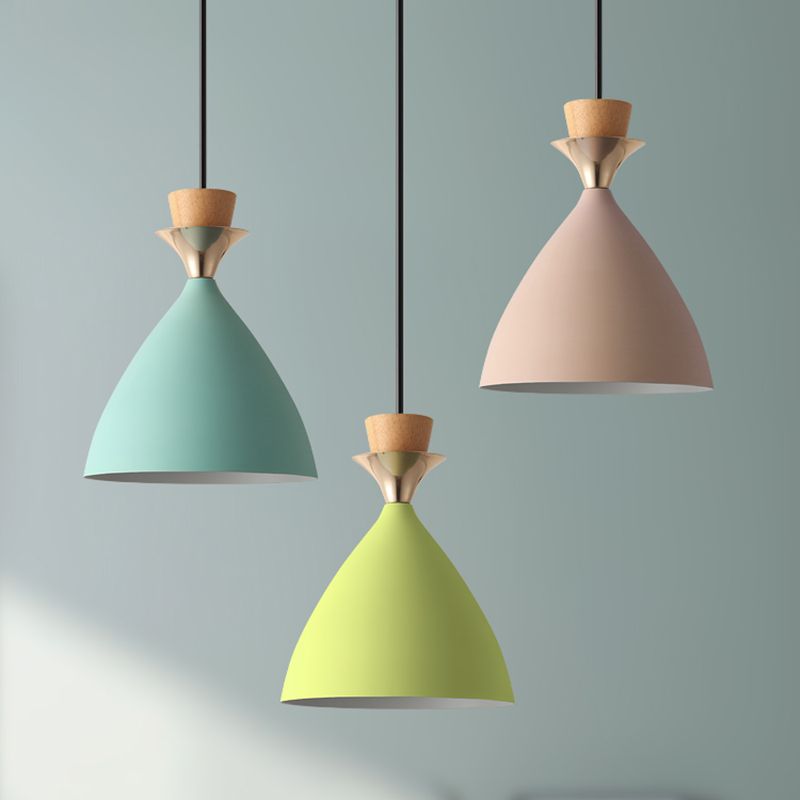 Macaroon 3 luces colgante verde-color-amarillo-amarillo tono de metal luz colgante con alambre colgante ajustable de 59 "