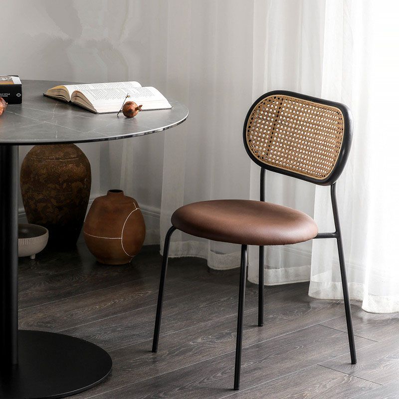 Industrial Style PU Leather Dining Chairs Open Back Dining Side Chair