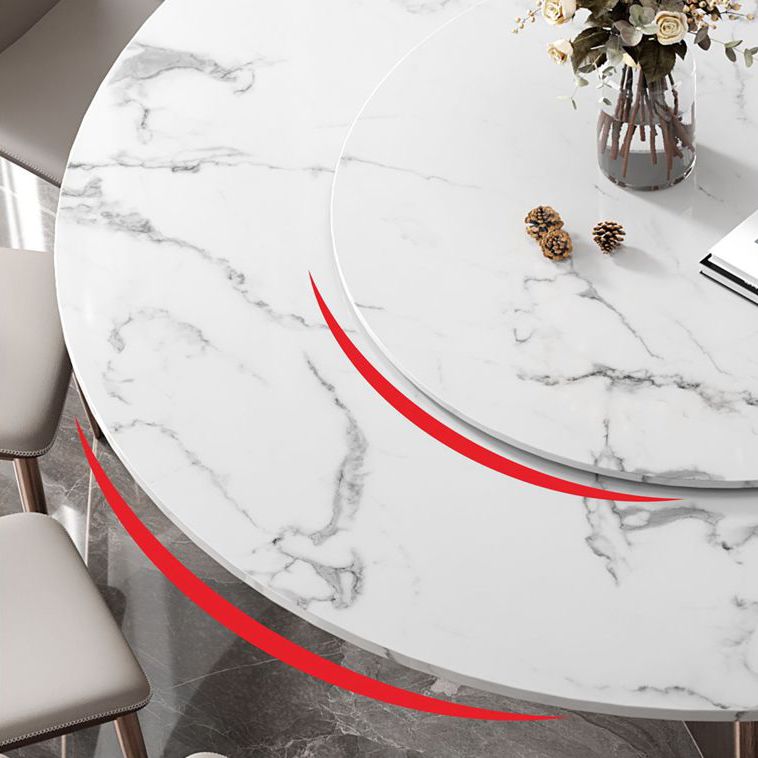 Round Pedestal Home Furniture Simple Style Marble Dining Room Collection with Turntable