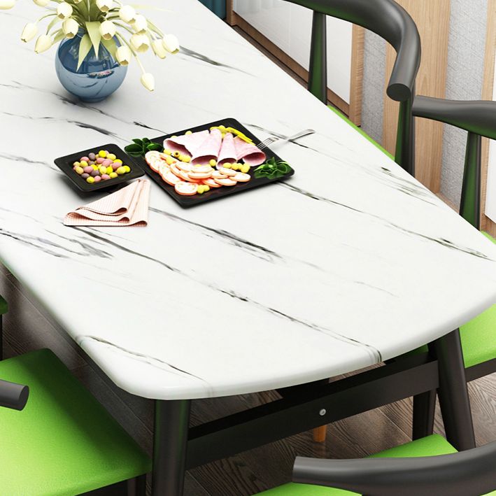 Standard Wood Top Dining Room Set with 4 Black Wood Legs Base for Dining Furniture