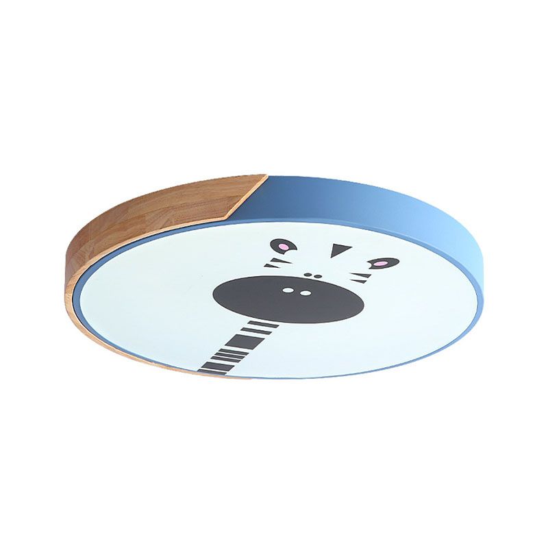 Macaroon Ring Acrylic Flush Mount LED Flushmount Lighting with Giraffe Pattern in Pink/Yellow/Blue, 12"/16" Width