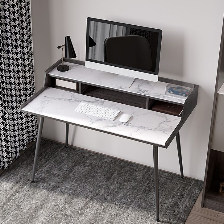 Industrial Style Stone Computer Desk Rectangular Office Desk