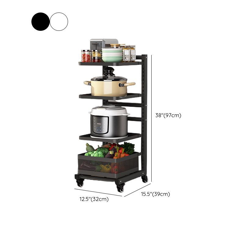 Metal Open Shelves Prep Table Dining Room Rolling Kitchen Trolley
