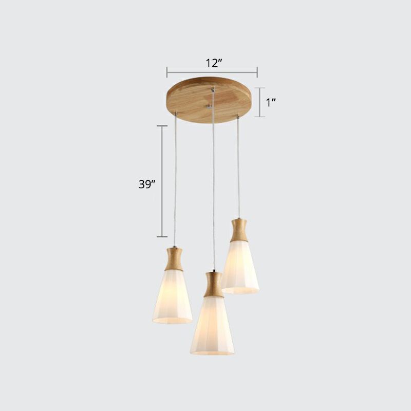 Plafonnage multimin conique Light Nordic Opal Grosted Verre Grosse 3-BULB PENDANT
