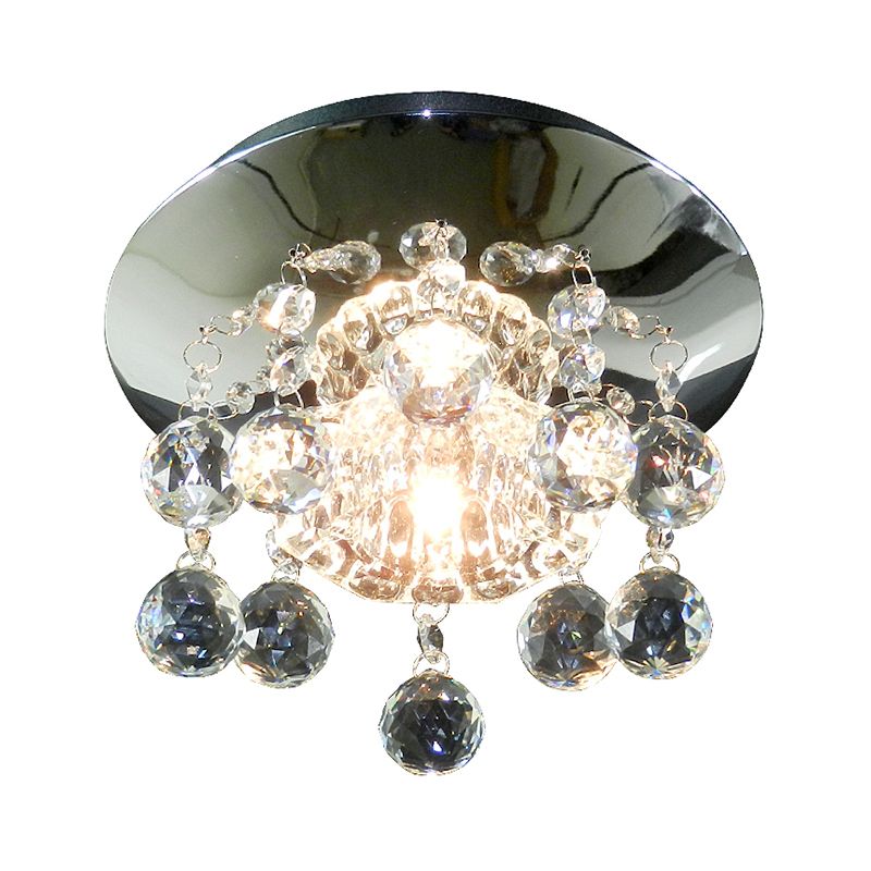 Blossom Semi Flush Mount Light Modernist Clear Crystal LED Chrome Lighting Fixture for Corridor