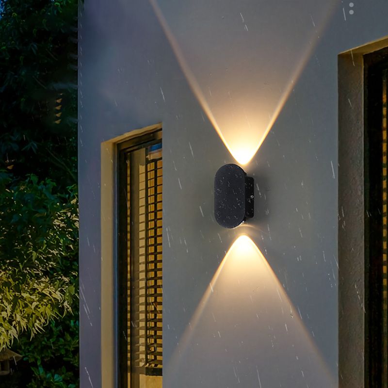 Black Outdoor LED Wall Sconce in Modern Creative Style Aluminium Geometric Waterproof Spotlight