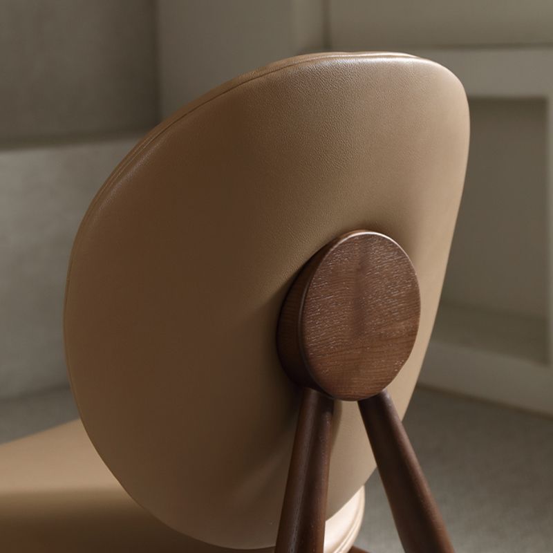 Contemporary Solid Wood Side Chair Upholstered Armless Dining Chair