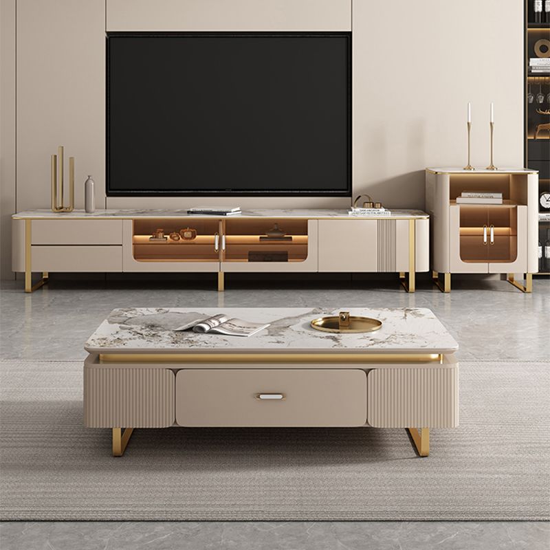 27" Wide Glam Cocktail Table Rectangle Coffee Table with Drawer