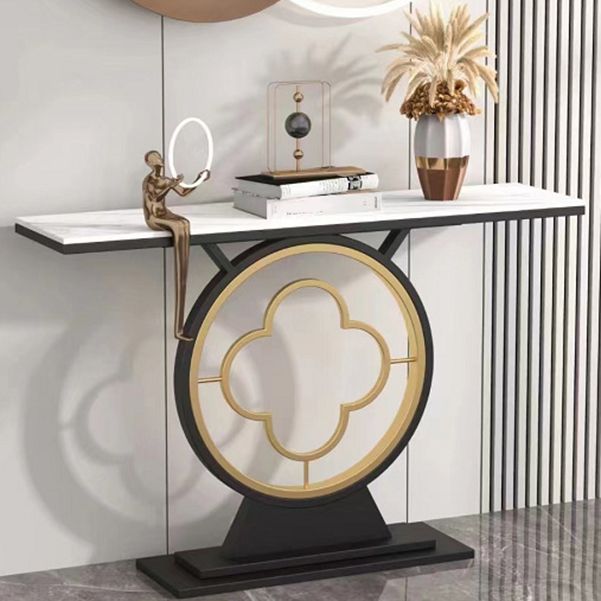 Contemporary Console Accent Table Antique Finish Sofa Table in Stone