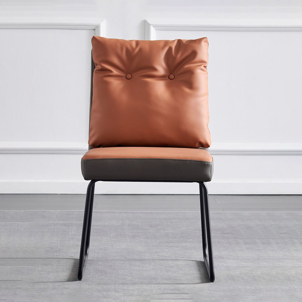 Modern Home Solid Back Chair Leather Matte Finish Dining Chair