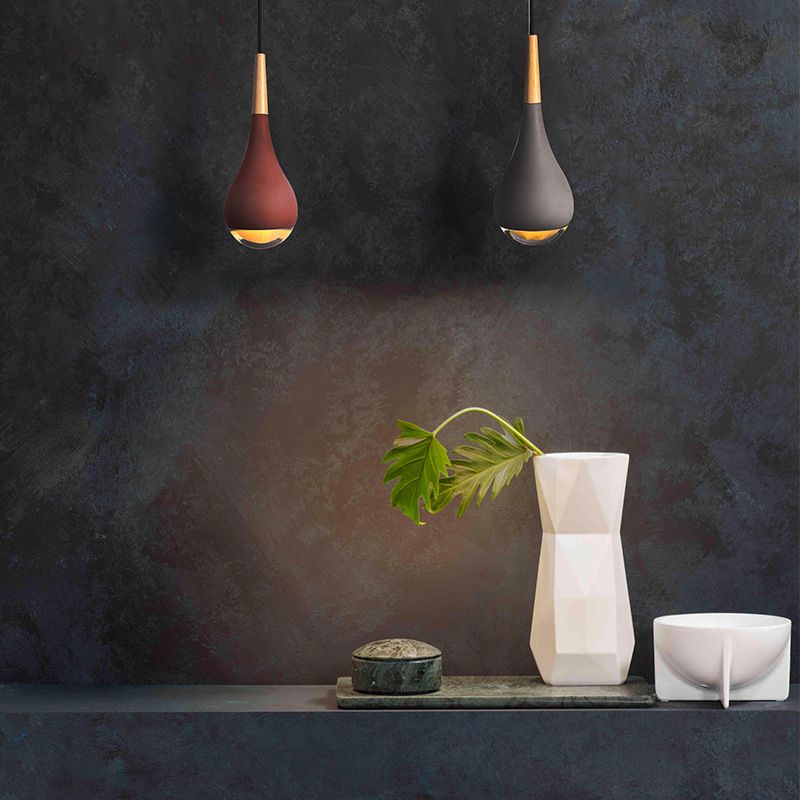 Moderner Stil Teardrop Schatten hängende leichte Zement 1 hängende Lampe für das Restaurant