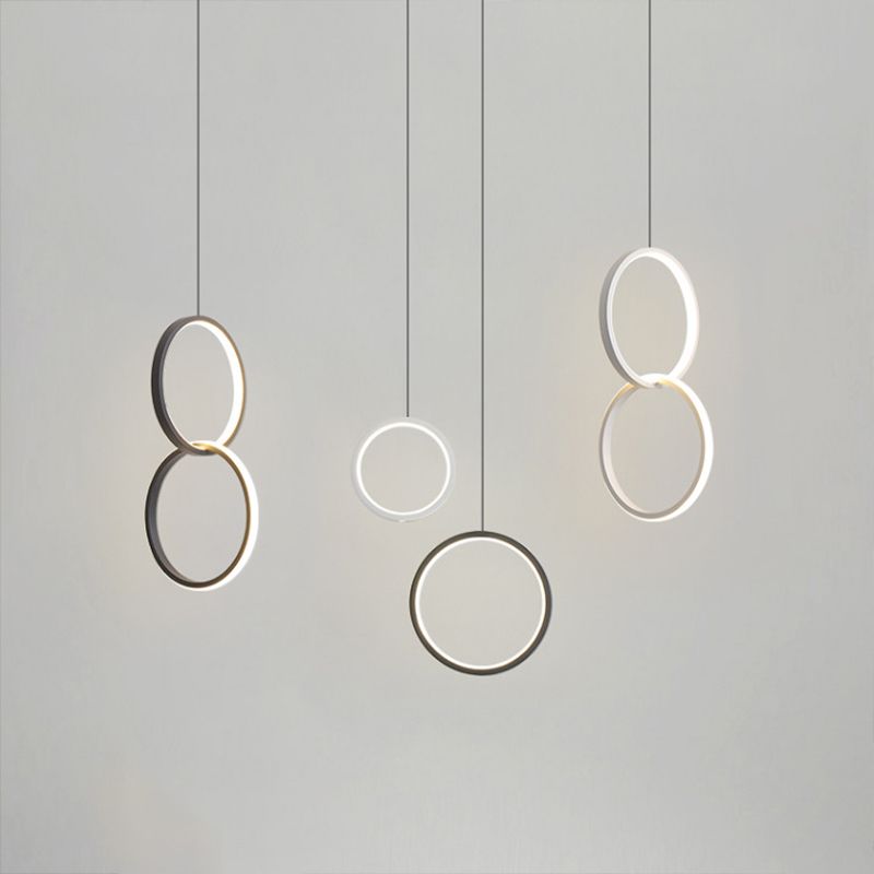 Krankenbett LED -Pendel hell Einfacher Schwarz/Weiß -Tropfen -Anhänger mit Ring-/Verriegelungsring -Acrylschatten in warmem/weißem Licht