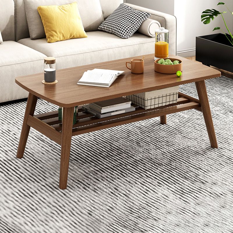 Foldable Wooden Coffee Table Elliptical 4 Legs Cocktail Table