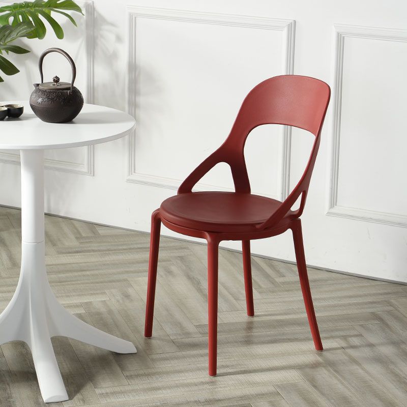 Sillas de comedor sin brazos con respaldo abierto escandinavo, silla lateral de plástico