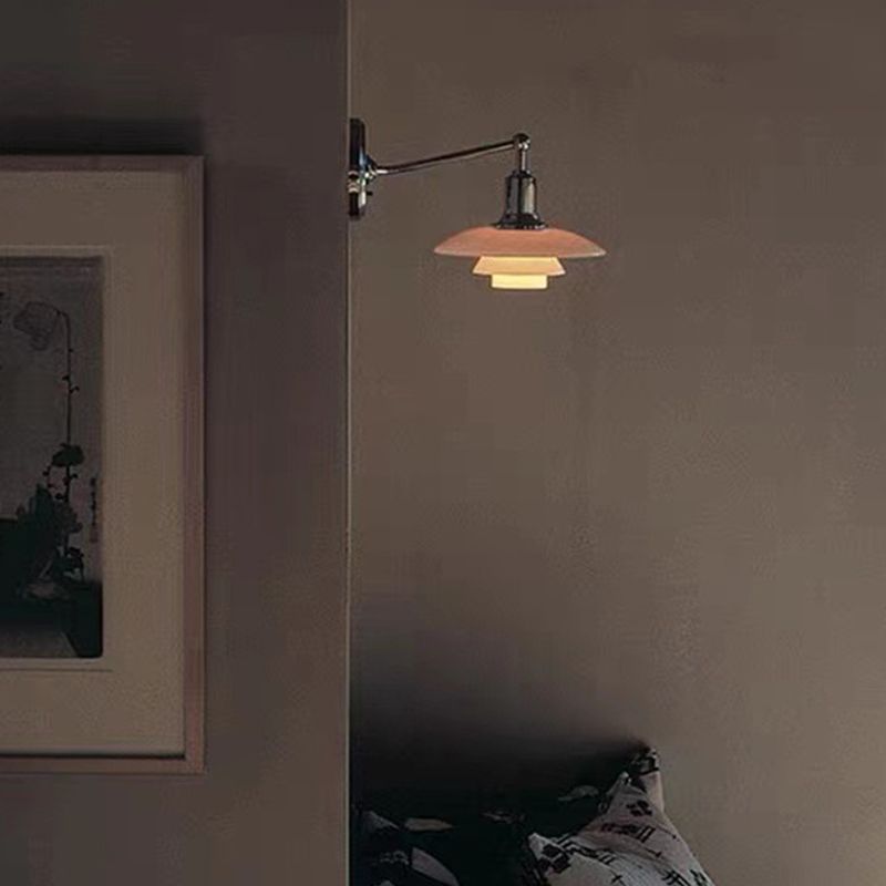 Modern Metal Wall Lamp 1-Light Wall Mount Lamp with Glass Shade for Bedroom