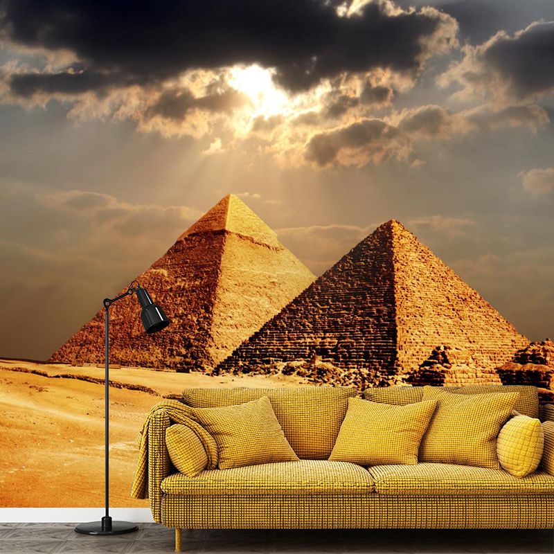 Egypt Giza Pyramid Group Mural Contemporary Stain-Proof Hallway Wall Decor, Custom-Made