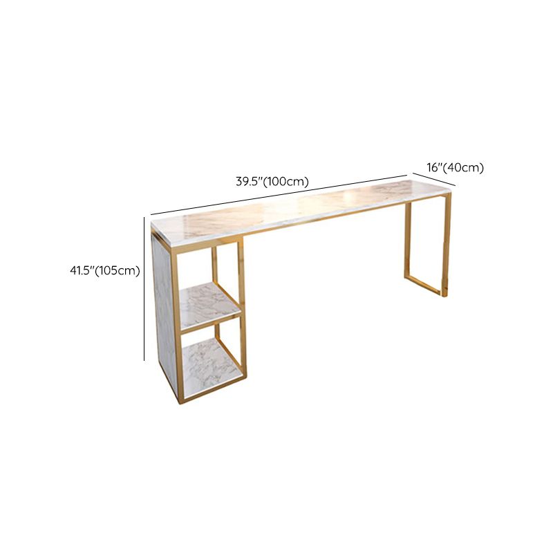 Rectangular Bar Height Table Faux Marble Top Bistro Pub Table for Patio Use