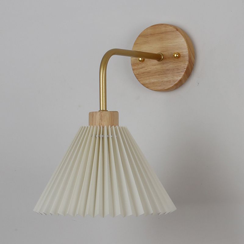 1 Light Flared Wall Mounted Light Fixture Modern Style Wood Wall Sconce Lights in White