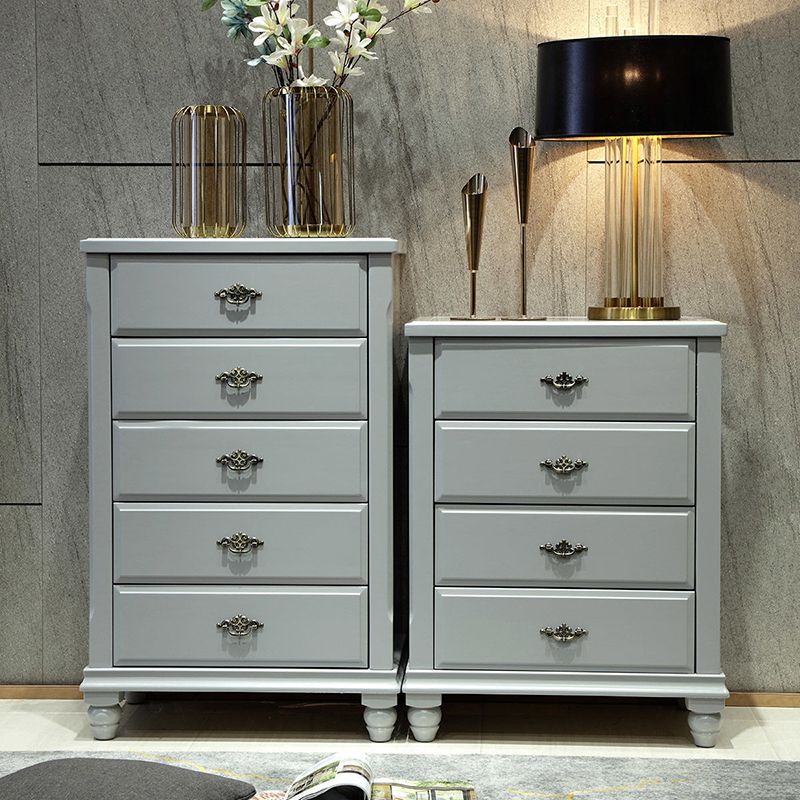 Traditional Bedroom Rubber Wood Storage Chest Vertical Chest with Drawers