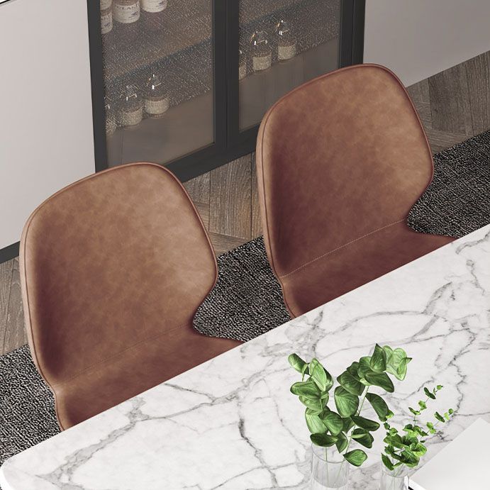 Eigentijdse eetkamerstoel armloze wingback zijstoel met metalen benen voor keuken