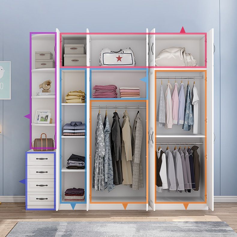 White Colour Wardrobe French Country Wooden Wardrobe Closet for Bedroom