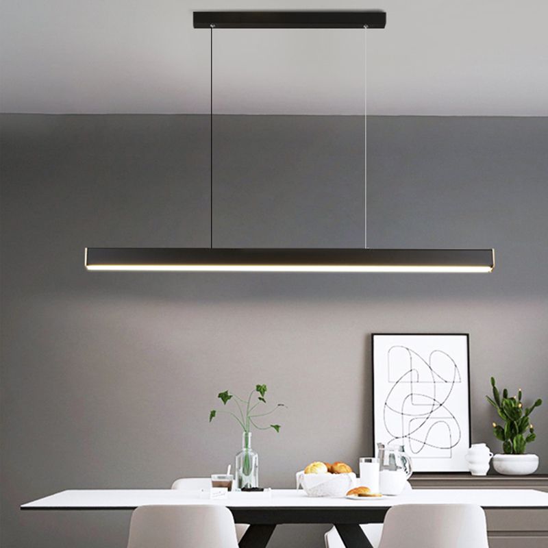 Linear Ceiling Pendant Light Minimalist Mental 1 Light Hanging Lamp