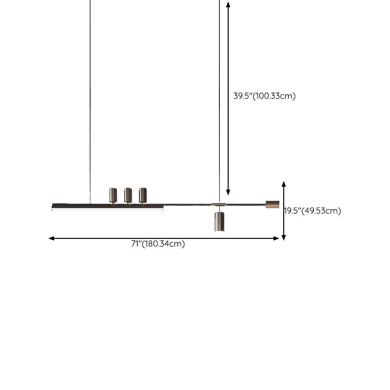 3/6-Light Black Kitchen Island Lighting Modernism Metal Ceiling Light